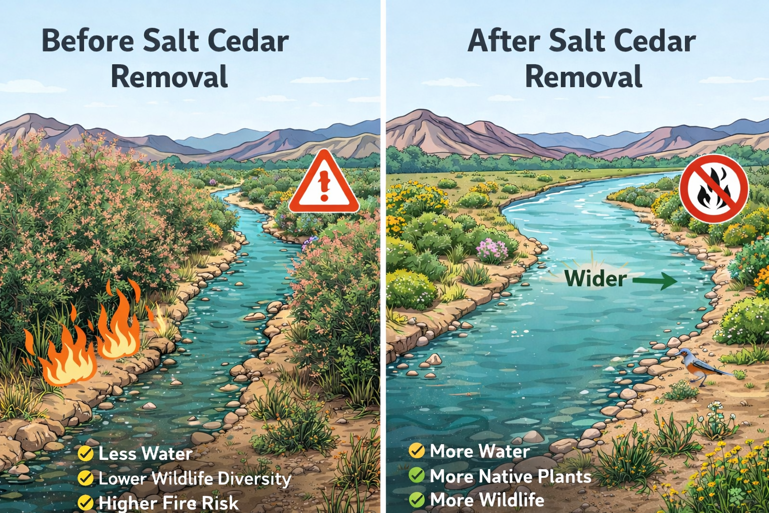 Rio Grande corridor highlighting salt cedar stands near the water
